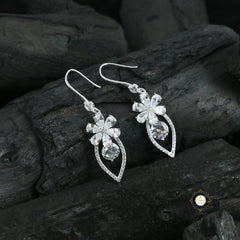 Sparkling Silver Dewdrop Bloom Earring