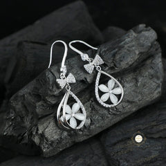 Sparkling Silver Petal Teardrop Earring