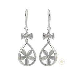 Sparkling Silver Petal Teardrop Earring