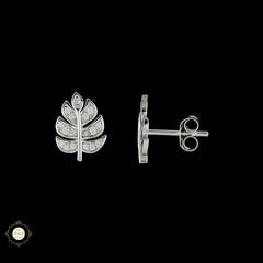 Sterling Silver Sparkling  Leaf Earring