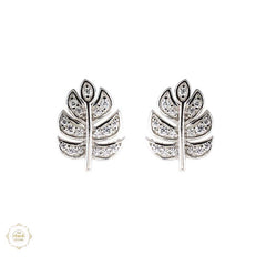 Sterling Silver Sparkling  Leaf Earring