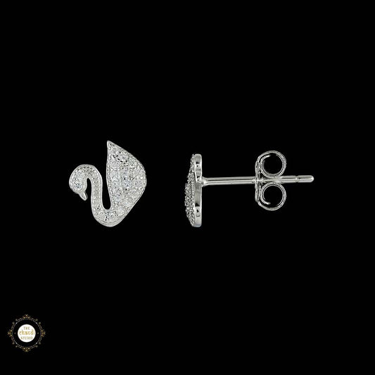 Sterling Silver Sparkling Dazzle Swan Earring