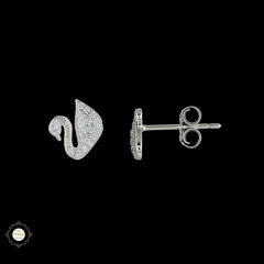 Sterling Silver Sparkling Dazzle Swan Earring