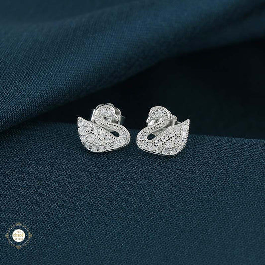 Sterling Silver Sparkling Dazzle Swan Earring