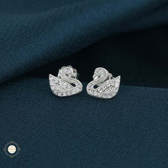 Sterling Silver Sparkling Dazzle Swan Earring