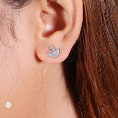 Sterling Silver Sparkling Dazzle Swan Earring