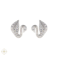 Sterling Silver Sparkling Dazzle Swan Earring