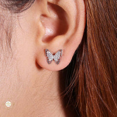 Sterling Silver Sparkling Butterfly Earring