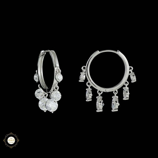 Sterling Silver Sparkling Moonlit Gleam Earring