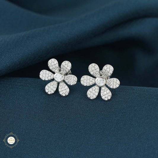 Sterling Silver Sparkling Floral Whispers Earring