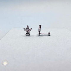 925 Sterling Silver Crystal Leaf Bud Stud Unisex (Piece)