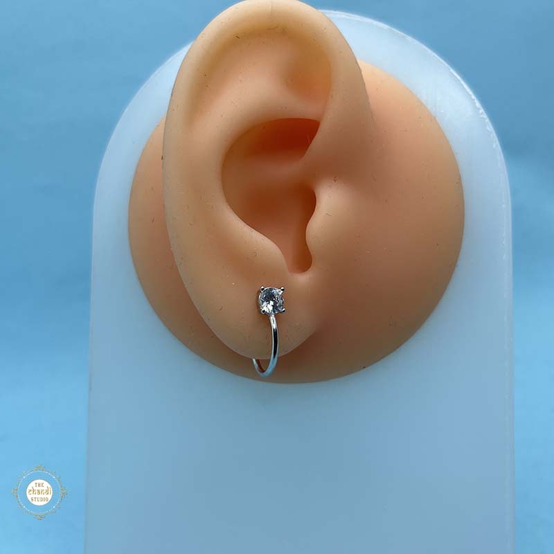 925 Sterling Silver Celeste Spark Mini Hoop Unisex (Piece)