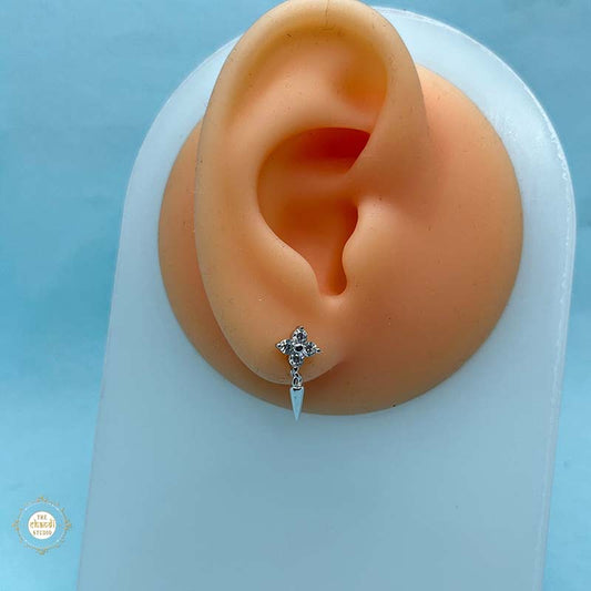 925 Sterling Silver Cross Spark Drop Bugdi Unisex Earring (Piece)