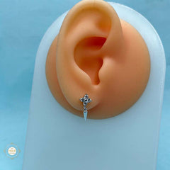 925 Sterling Silver Cross Spark Drop Bugdi Unisex Earring (Piece)