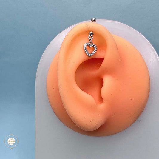 925 Sterling Silver Heart Bugdi Earring Unisex (Piece)