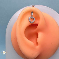 925 Sterling Silver Heart Bugdi Earring Unisex (Piece)