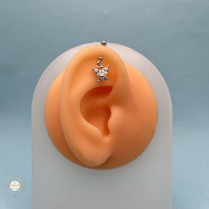 Silver Butterfly Bugdi Earring