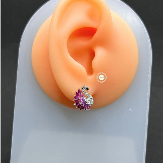 Sterling Silver Sparkling Swan Earring