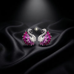 Sterling Silver Sparkling Swan Earring