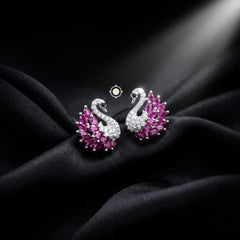 Sterling Silver Sparkling Swan Earring