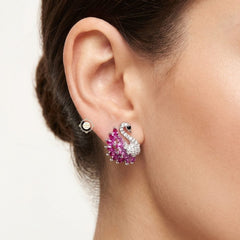 Sterling Silver Sparkling Swan Earring