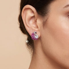 Sterling Silver Sparkling Swan Earring