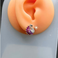 Sterling Silver Sparkling Swan Earring