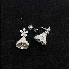 Sterling Silver Sparkling Flower Jhumki