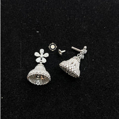 Sterling Silver Sparkling Flower Jhumki
