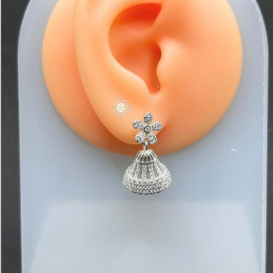 Sterling Silver Sparkling Flower Jhumki