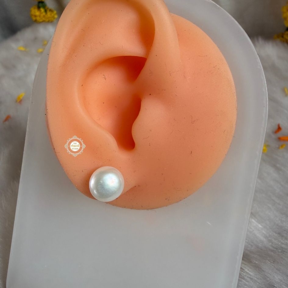 Buy Pearl Earrings with Elegant Silver Stud Design