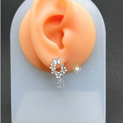 Sparkling Silver Pearl Petal Cascade Earring