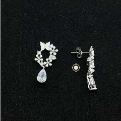 Sparkling Silver Pearl Petal Cascade Earring