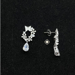 Sparkling Silver Pearl Petal Cascade Earring