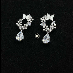Sparkling Silver Pearl Petal Cascade Earring