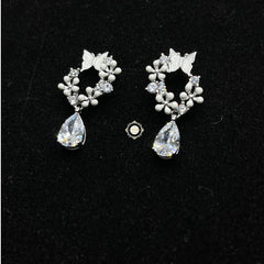 Sparkling Silver Pearl Petal Cascade Earring