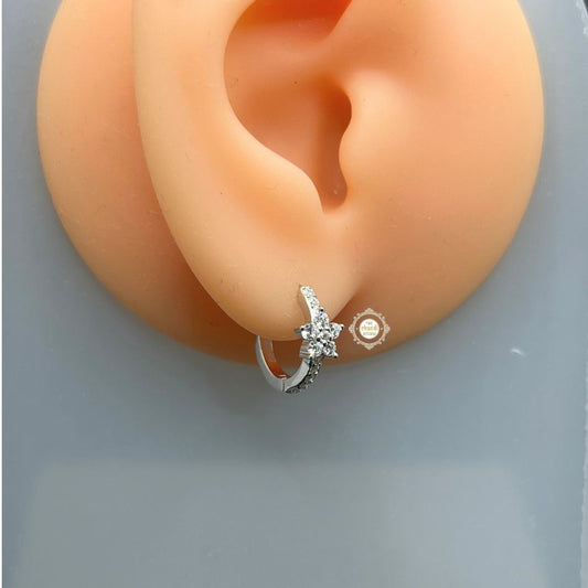 Sterling Silver Sparkling Floral Earring