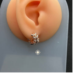 Sterling Silver Sparkling Leaf Earring