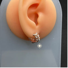 Sterling Silver Sparkling Leaf Earring