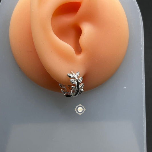 Sterling Silver Sparkling Leaf Earring