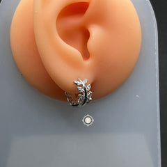 Sterling Silver Sparkling Leaf Earring