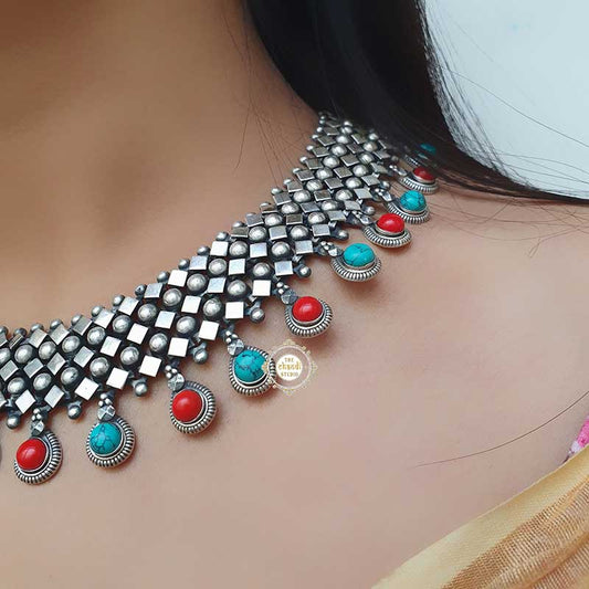 Turquoise-Coral Chatai Necklace