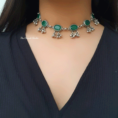 Dilkash, Green Onyx Ghungroo Necklace Set