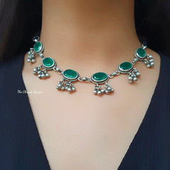 Dilkash, Green Onyx Ghungroo Necklace Set