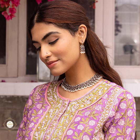Ruhaniyat Rawa Pearl Necklace Set