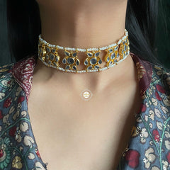 Sitaara Glass Stone Pearl Choker Set