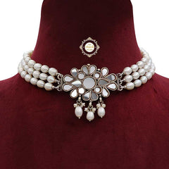 Ruhaniyat White Glass Choker Necklace