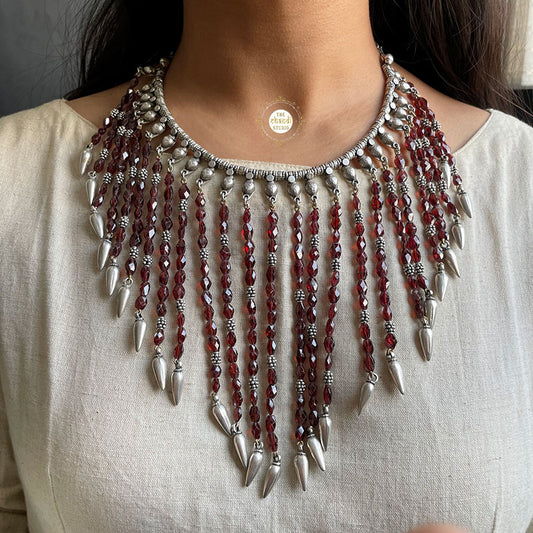 Sterling Silver Gleaming Garnet Necklace