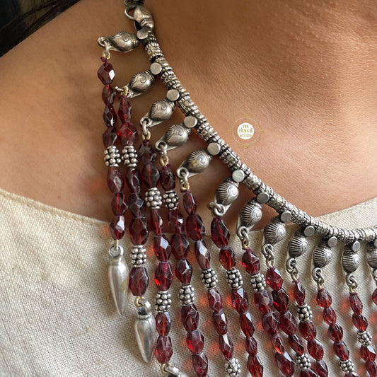 Sterling Silver Gleaming Garnet Necklace