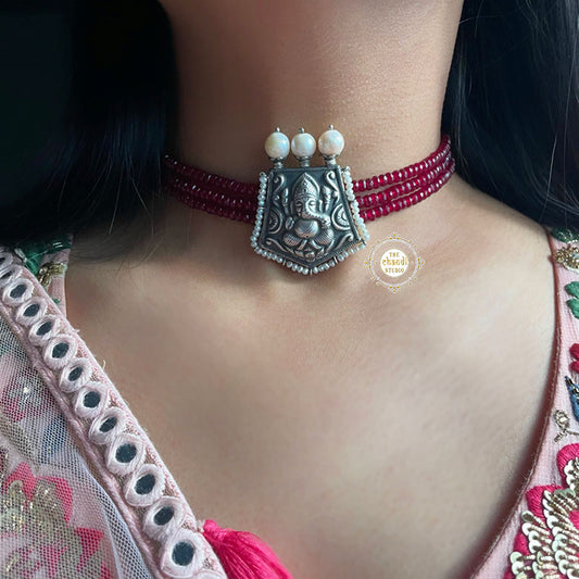 Ruhaniyat Modern Maharani Ruby Ganesha Necklace